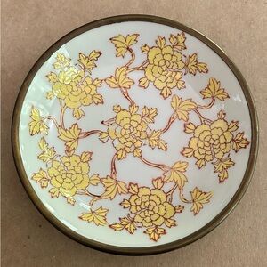 Vintage Japanese Porcelain Bowl Encased in Pewter